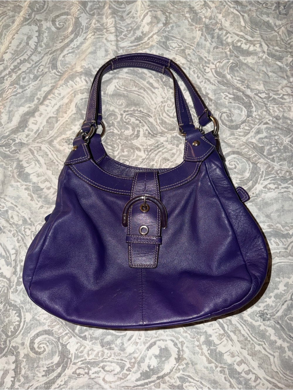 VINTAGE Coach Dark Purple Leather Soho Lynn Hobo Shoulder Bag